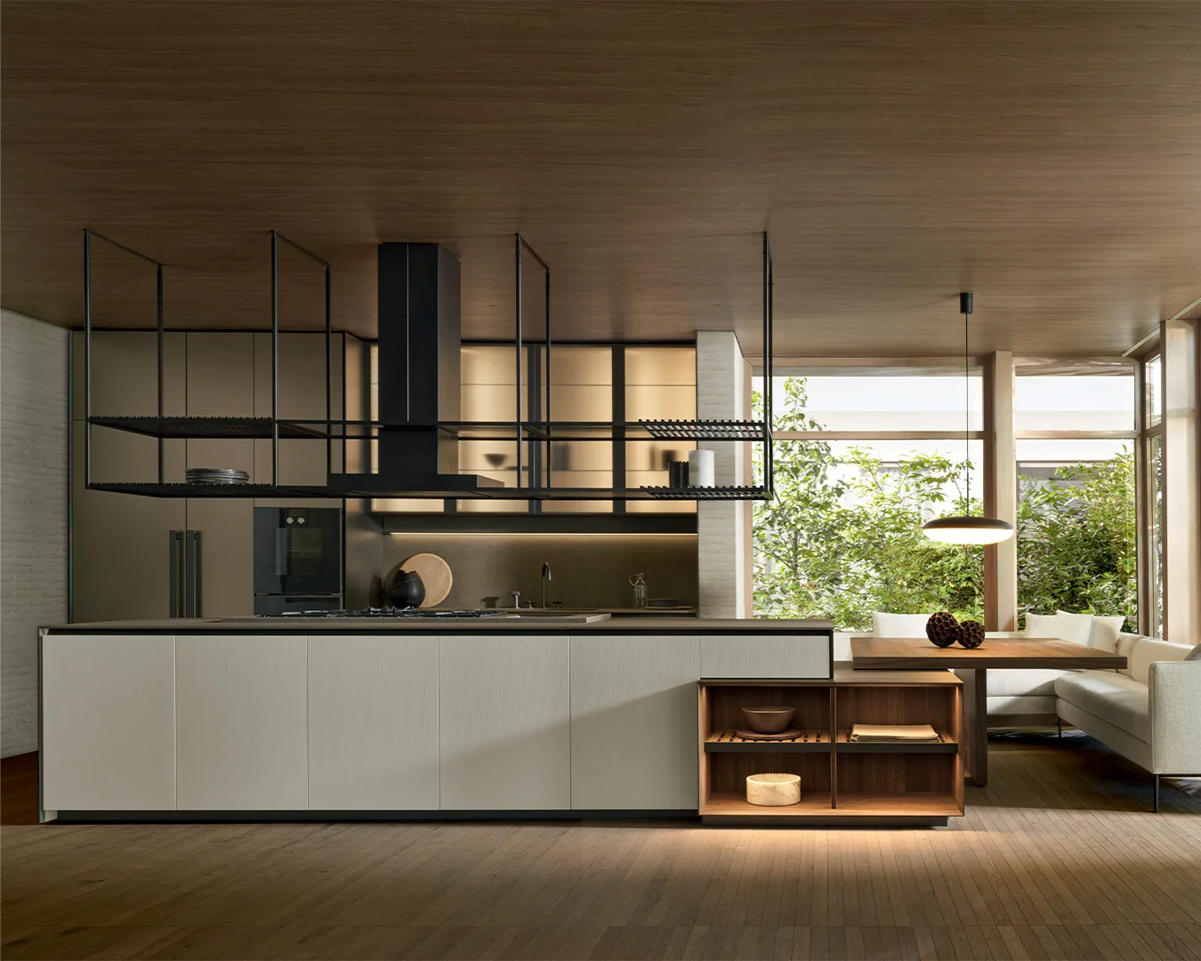 Dada Kitchens Prime – Zweizeilige Küche Graphit – Beige und Holz