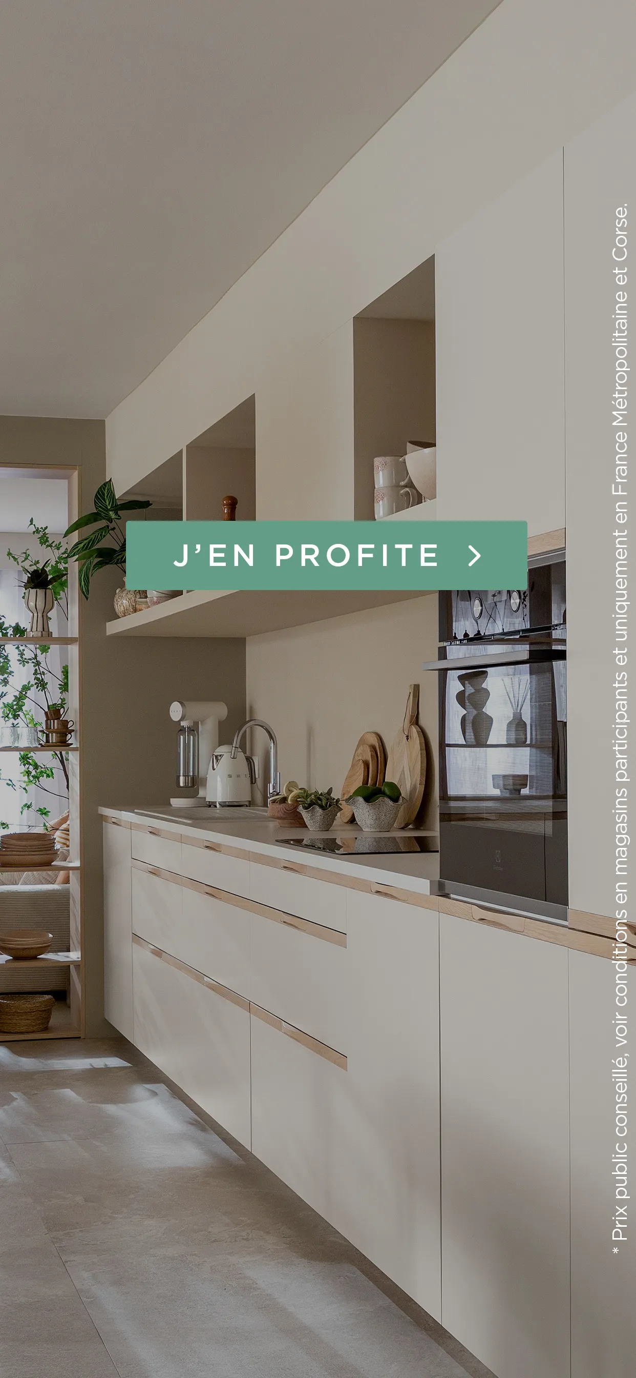 Moderne Küche in Creme-Weiß matt mit Arbeitsplatte aus Quarz (Weiß) von Mobalpa
