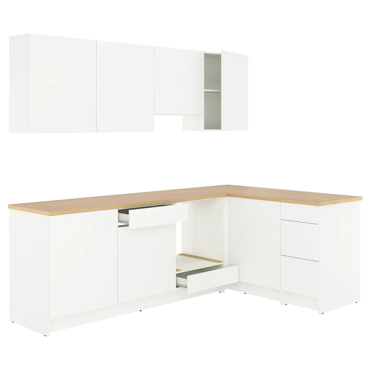 IKEA KNOXHULT Eckküche weiß mit Arbeitsplatte in Eichenachbildung