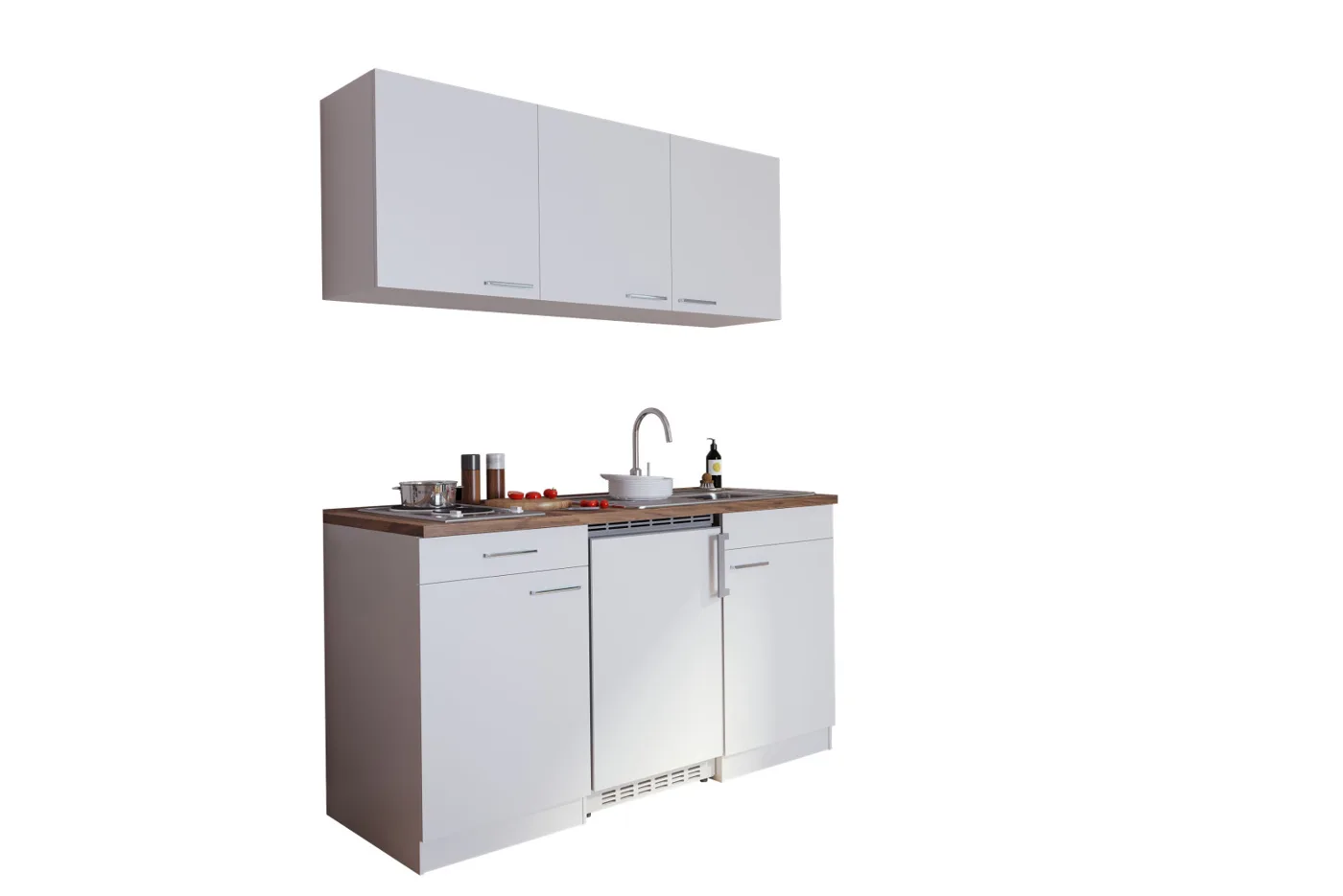 RESPEKTA Küchenzeile weiß mit E-Geräten 150 cm