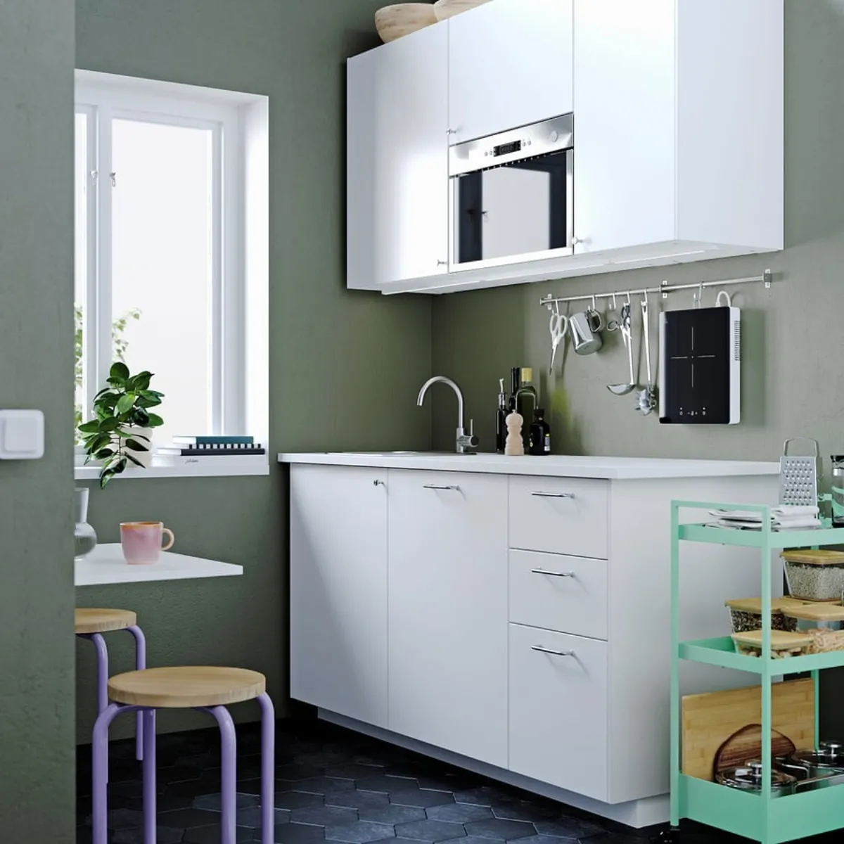 IKEA METOD-Küchenzeile in VEDDINGE weiß, 170 cm breit