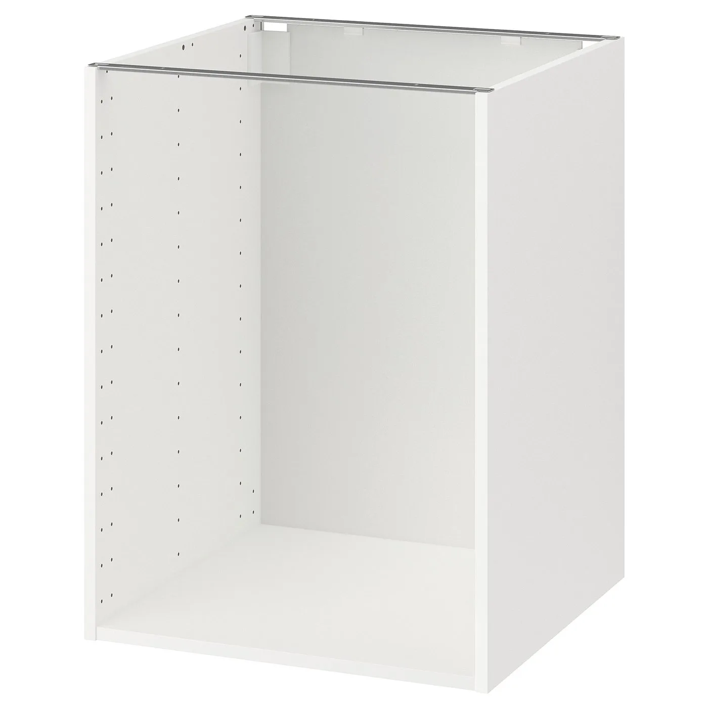 Leerer weißer Unterschrank-Korpus ohne Front