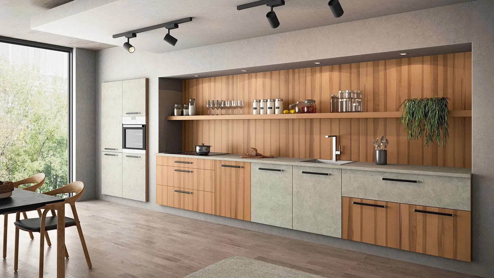 Oster Edition 150 moderne Küchenzeile aus Kernbuche