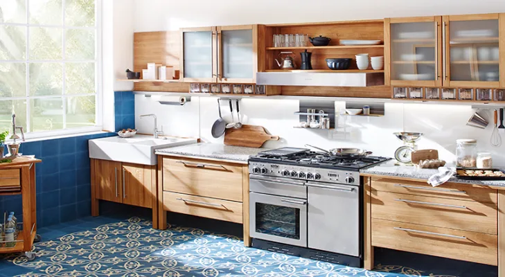 annex Landhausküche aus massiver Eiche mit Range Cooker