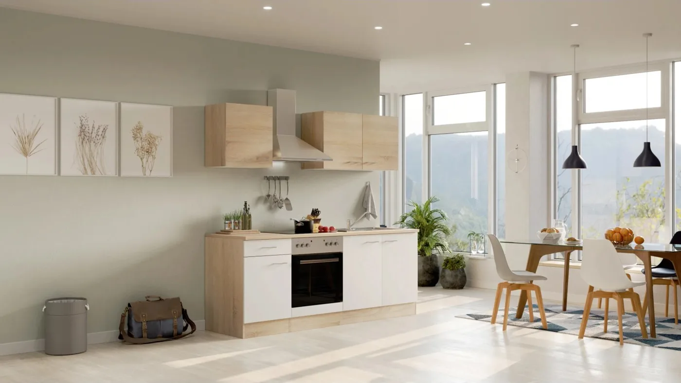 Flex-Well Küchenzeile Florida 210 cm in Weiß und Eiche