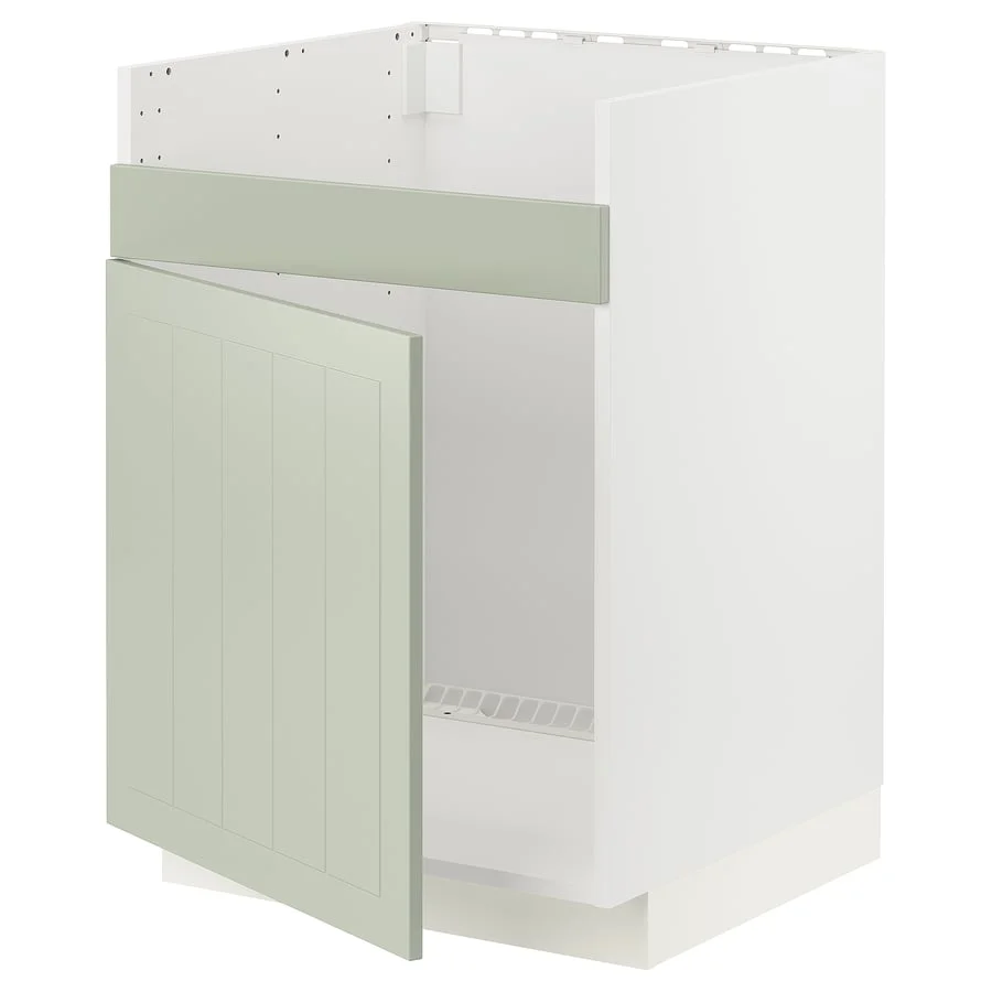 Weißer Unterschrank 60 cm mit hellgrüner Front für ein HAVSEN Becken