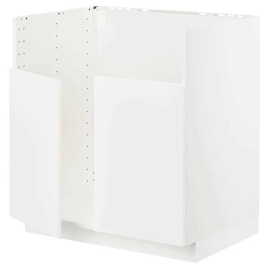Weißer Unterschrank 80 cm mit zwei Türen, Front ausgeschnitten